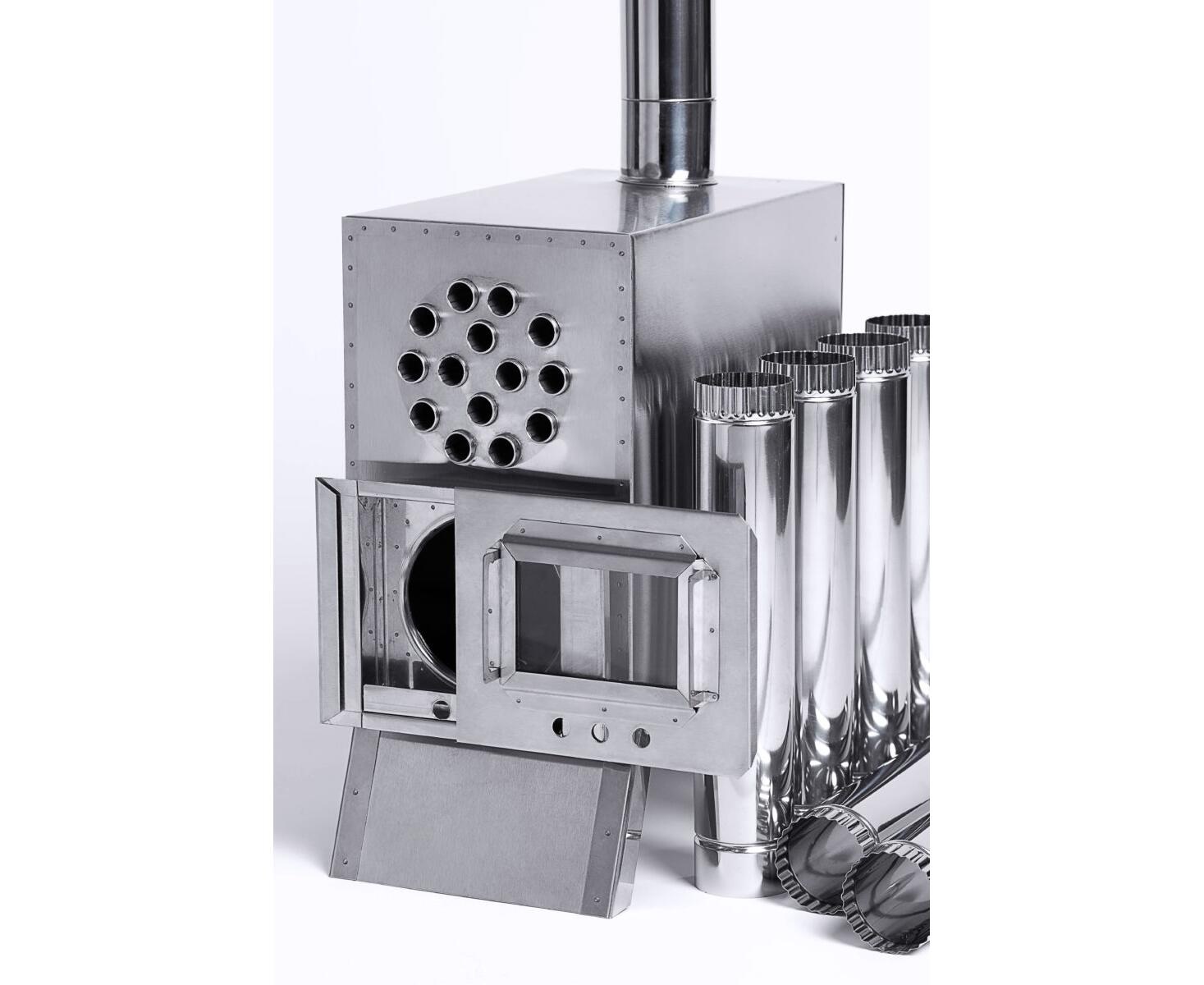 Теплообменник дровяной для палатки ИНВЕНТ Вектор-ВД, 400х200х380 (нерж.сталь) с вентилятором - фото2