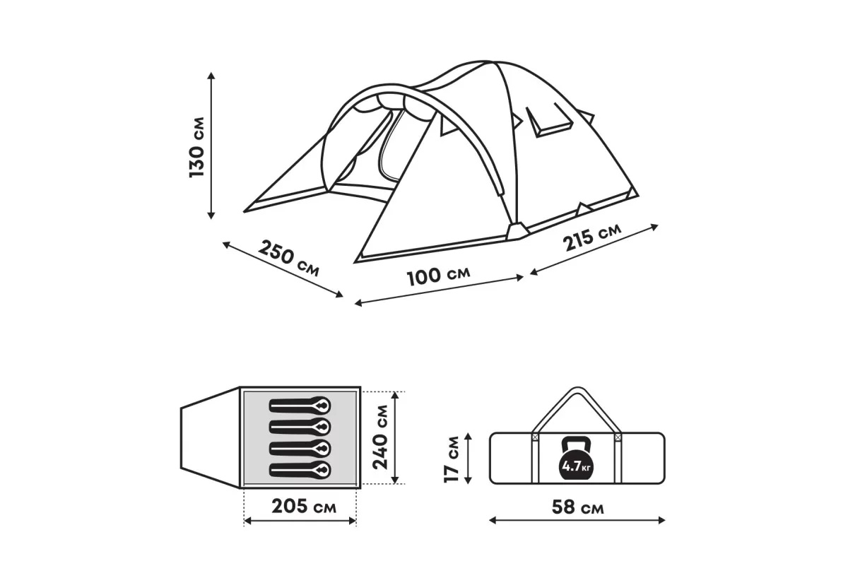 Туристическая палатка RSP Deep 4 - фото6