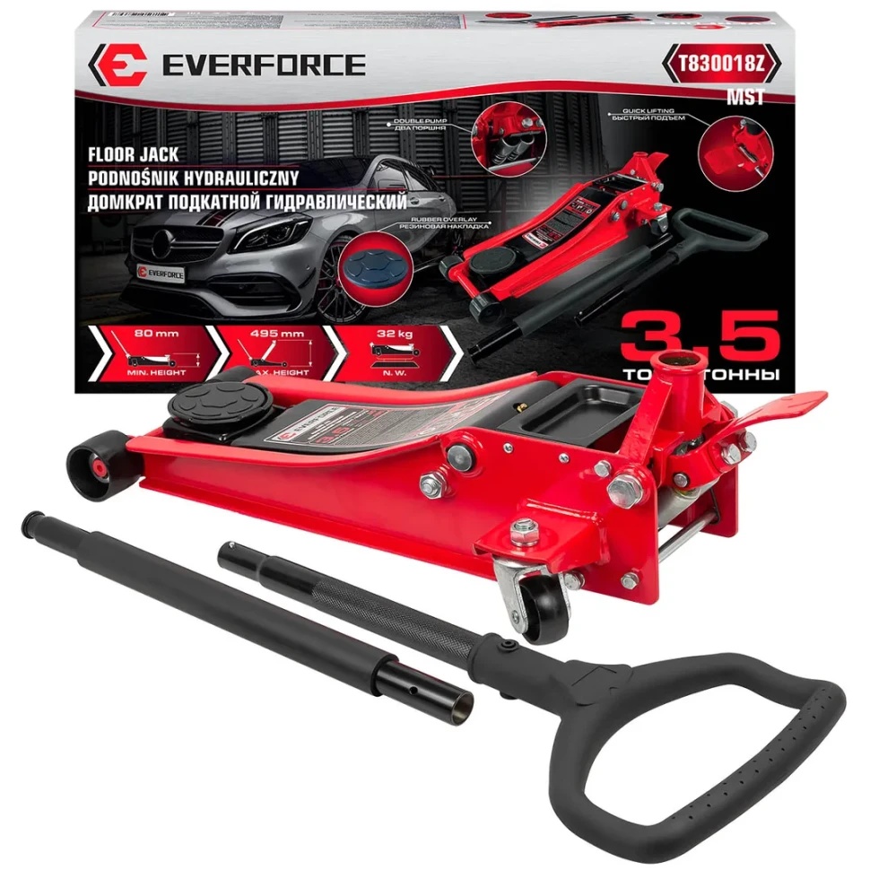 Домкрат подкатной гидравлический 3.5т. EVERFORCE EF-T830018Z MST - фото