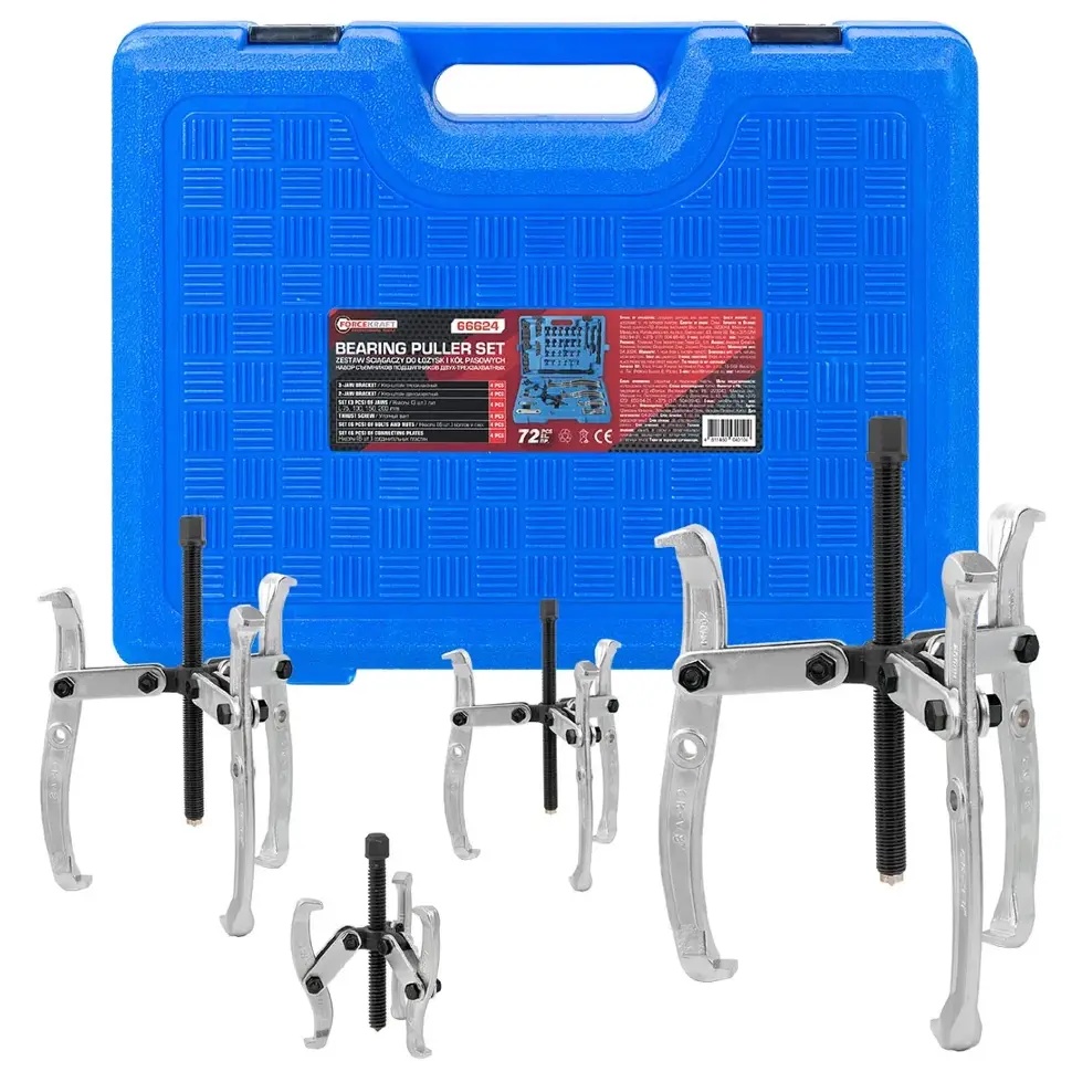 Съемники подшипников двух-трехзахватных, набор 72пр.(L:75мм, 100мм, 150мм, 200мм), в кейсе FORCEKRAFT FK-66624 - фото5